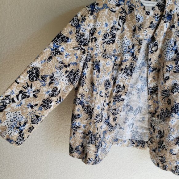 Christopher & Banks Linen/Rayon Blend Jacket Blazer Floral size S Resort Boho - Picture 8 of 12